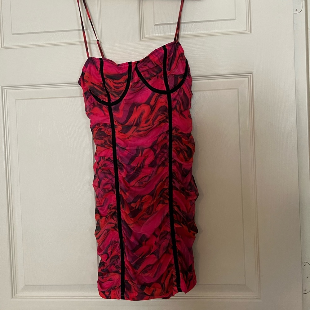 PLT Pink Ruched Mini Dress